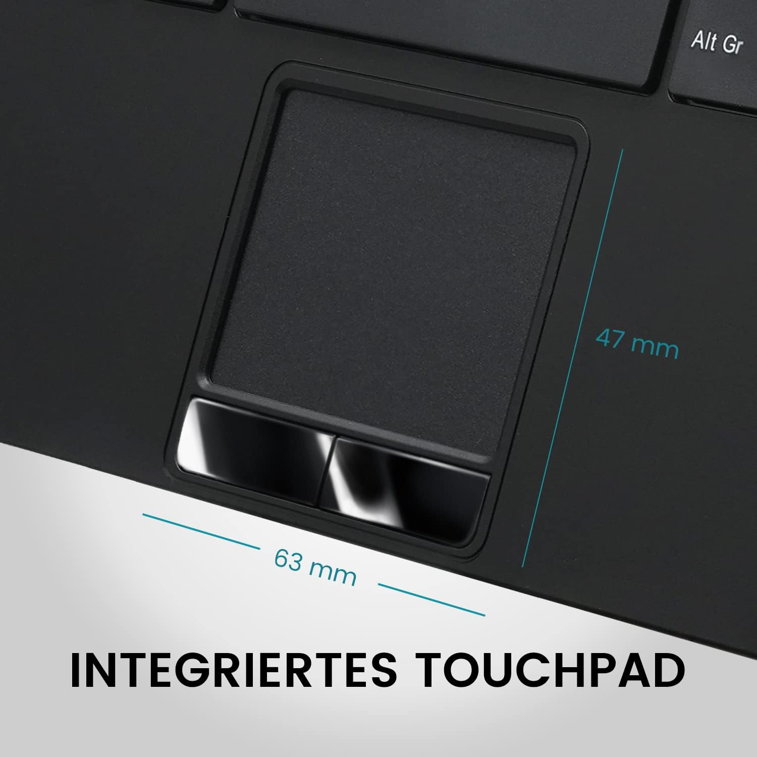 Perixx PERIBOARD-525 DE, Wired Mini USB Keyboard with Touchpad, X Type Scissor Buttons, 28.4 X 18.2 X 2.8 Cm, 2 X Integrated USB Hubs, German Layout