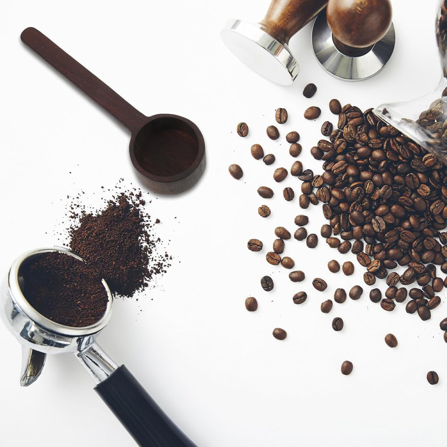 2Pcs Wood Coffee Bean Measuring Spoons Set Walnut Solid Wood Scoop for Ground Coffee and Espresso Small Kitchen Measuring Spoons for Tea Baking and Cooking image number 6