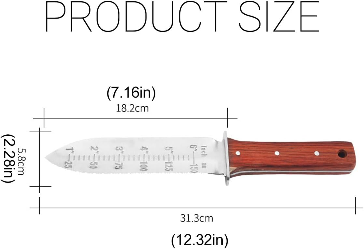 AIMALL Garden Shovel and Pruning Saw Tool Set, 12.32In Outdoor Soil Digging Knife with Leather Case, Multi-Function Weeding and Transplanting Knife for Potted Plants image number 2