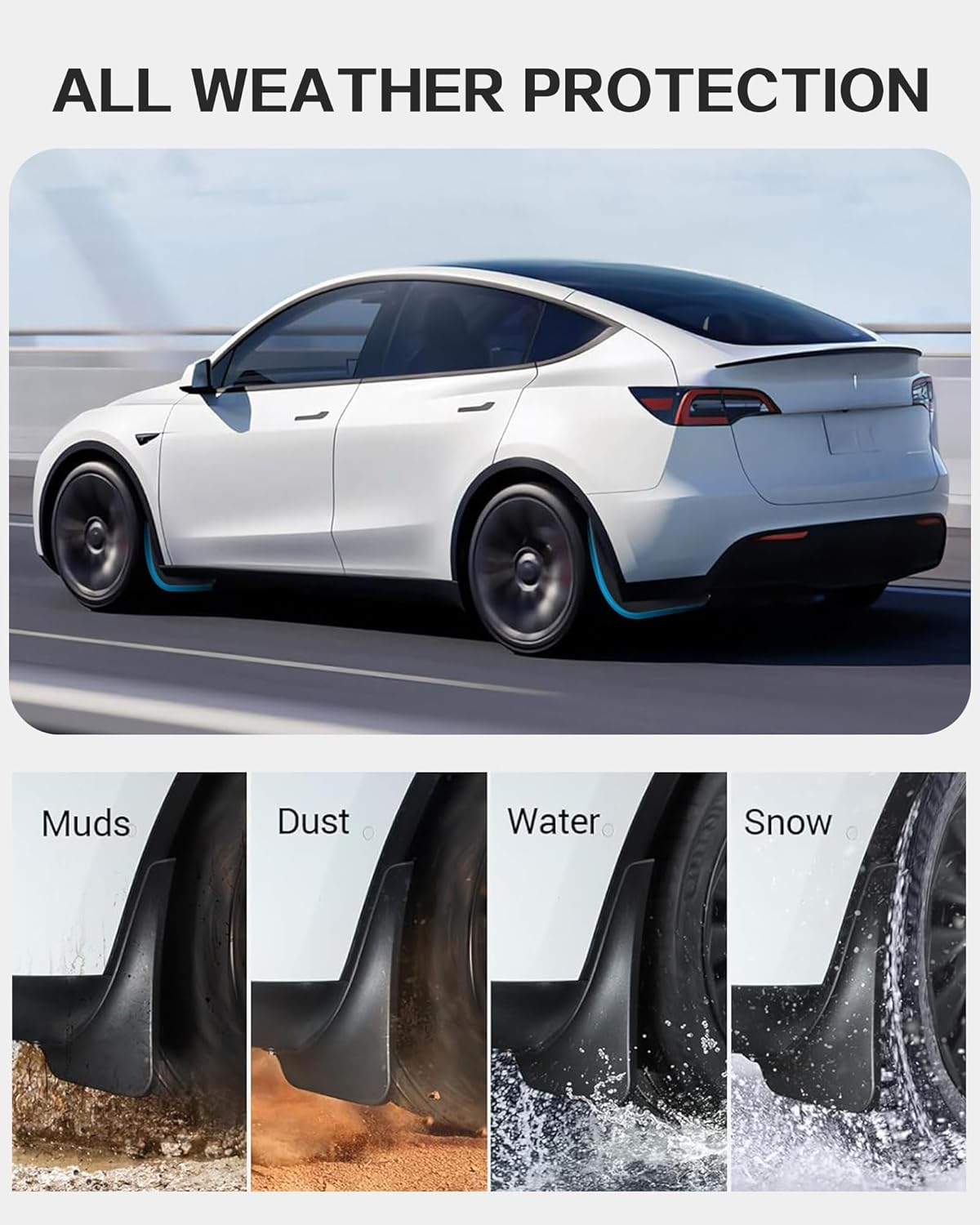 Mud Flaps Splash Guards for Tesla Model Y Juniper 2026-2025, No Drilling Required, Mudguard Fender for 2025 New Model Y Mudflaps Tire Protector Exterior Accessories (Model Y Juniper 2025-2026) image number 1