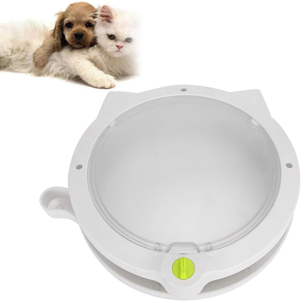 Cat Shaped Pet Door Easy Install Plastic Kitty Passage in Out Freedom for Cats White Cat Flap with Rotate Switch Perfect for Home & Apartment Pet Owners image number 4