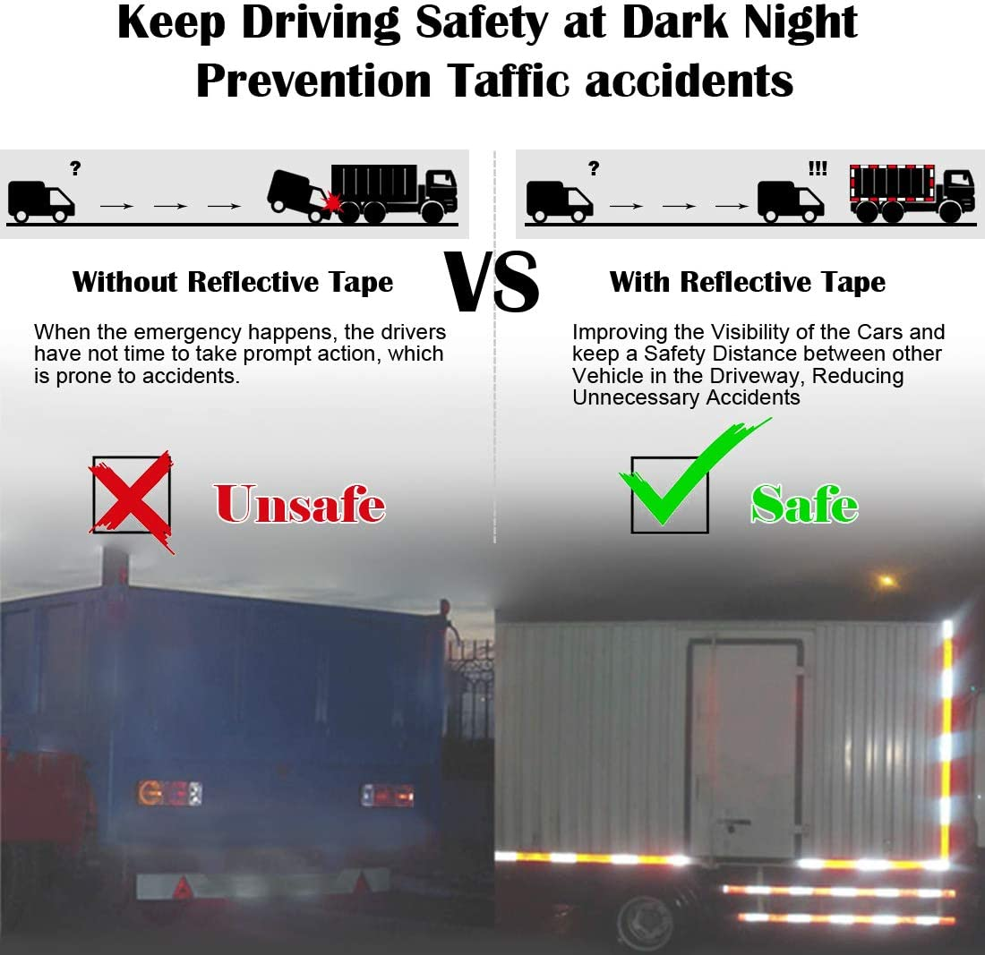 Rustark 20 Pcs Red Plastic Rectangular Stick-On Car Reflector Sticker Waterproof Reflector Tape Self-Adhesive Conspicuity Safety Warning Tapes for Truck Trailer Pickup