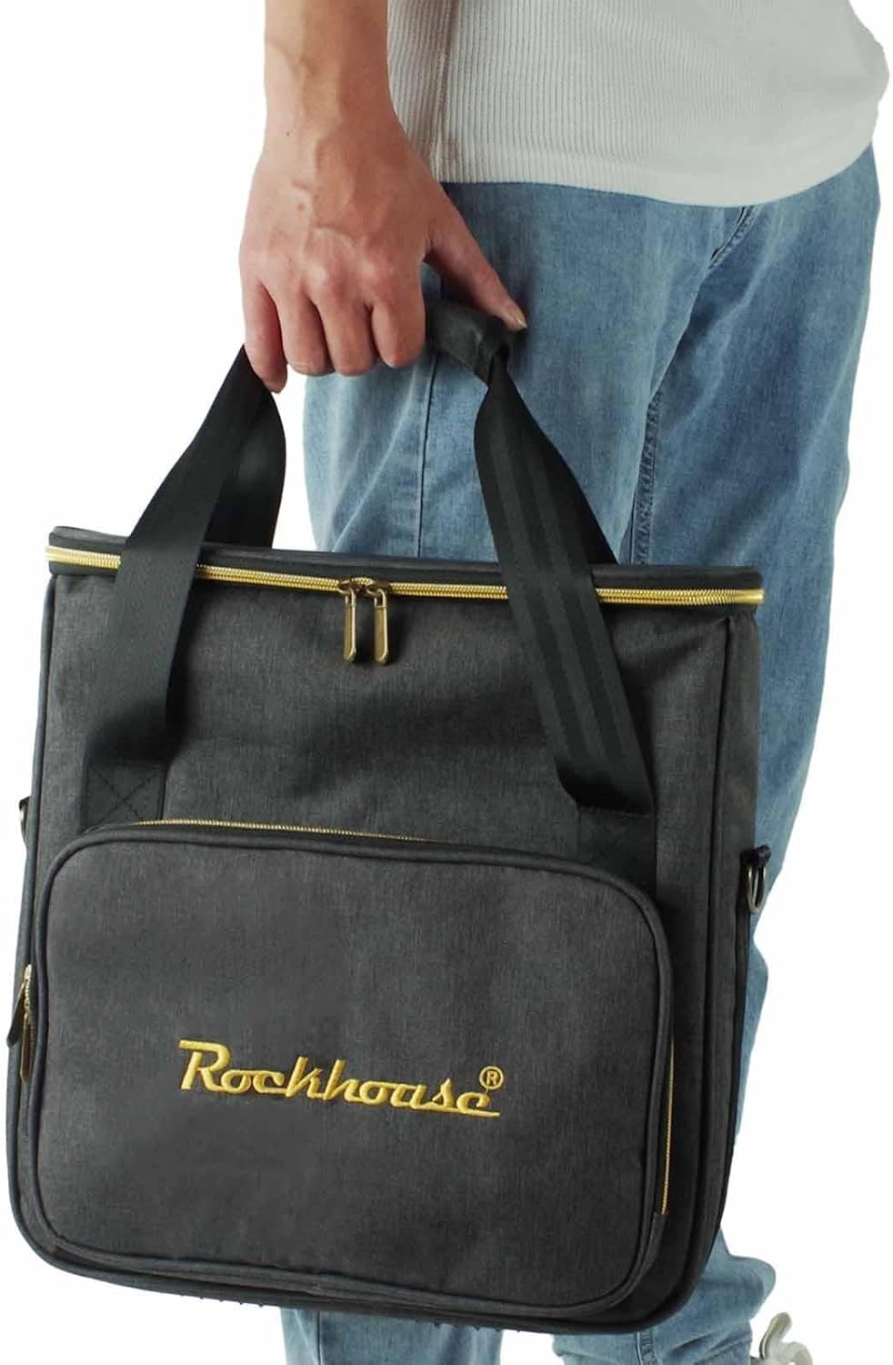 Vsenkes Record Storage Bag Vinyl Record Holder Office Holds 12" LP Albums Portable Travel with Lid Oxford Cloth CD Storage Organizer image number 1