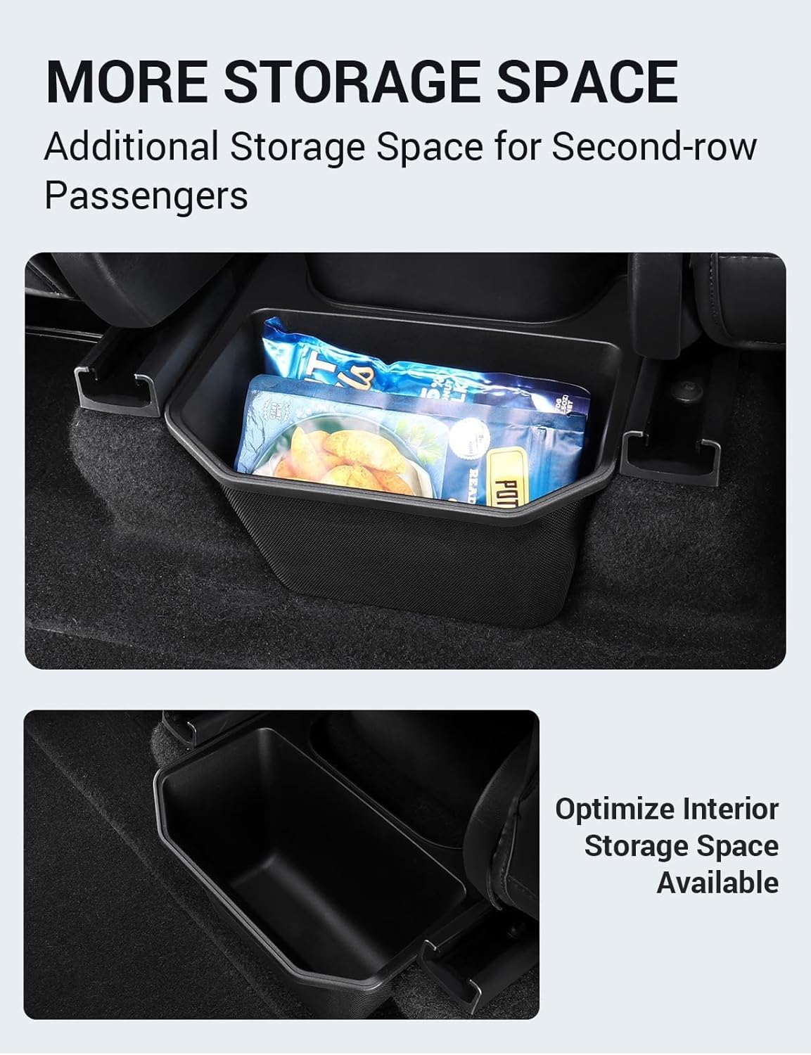 Rear Seat Organizer for Tesla Model 3/Y &ndash; Hidden Storage Box with Lid, Waterproof & Easy to Install &ndash; Black Interior Accessory for Daily Commute & Family Travel image number 1