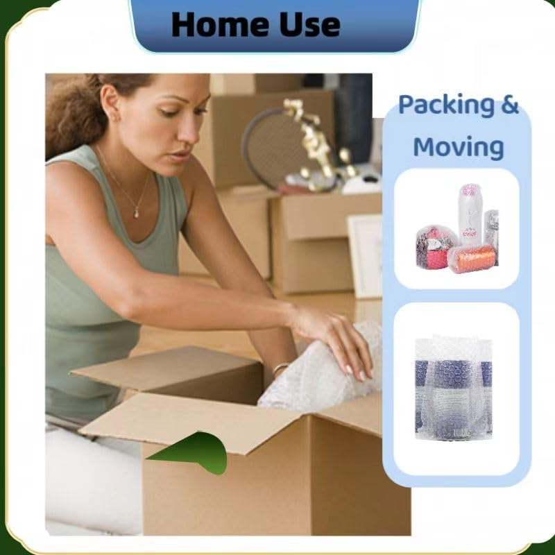 2-Pack Bubble Cushioning Wrap, 10 Inch X 60 Feet Total, Moving Supplies, Small Bubble Cushioning Protective Roll for Moving Shipping Packaging image number 3