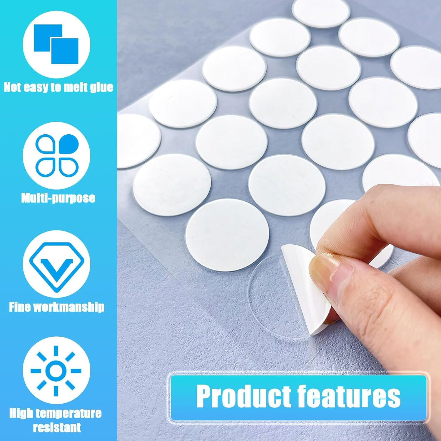 Double Sided Adhesive Dots, 200 Pcs Strong round Adhesive Transparent Dots, Removable Traceless Adhesive Dots for Gift Wrapping, DIY Scrapbooking, Festival Decoration (20Mm)