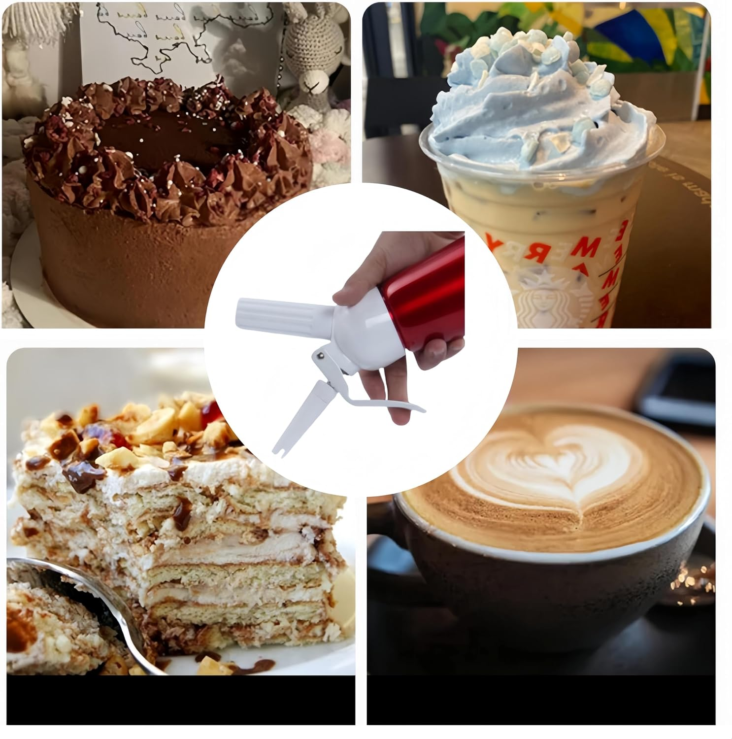 Whip Cream Dispenser Head,4 Pcs White Cream Whipper Replacement Parts Kit, Cream Whipping Dispenser, Whipped Nozzle,Whipped Cream Dispenser Replacement Parts, for Most Whipped Cream Dispensers image number 3