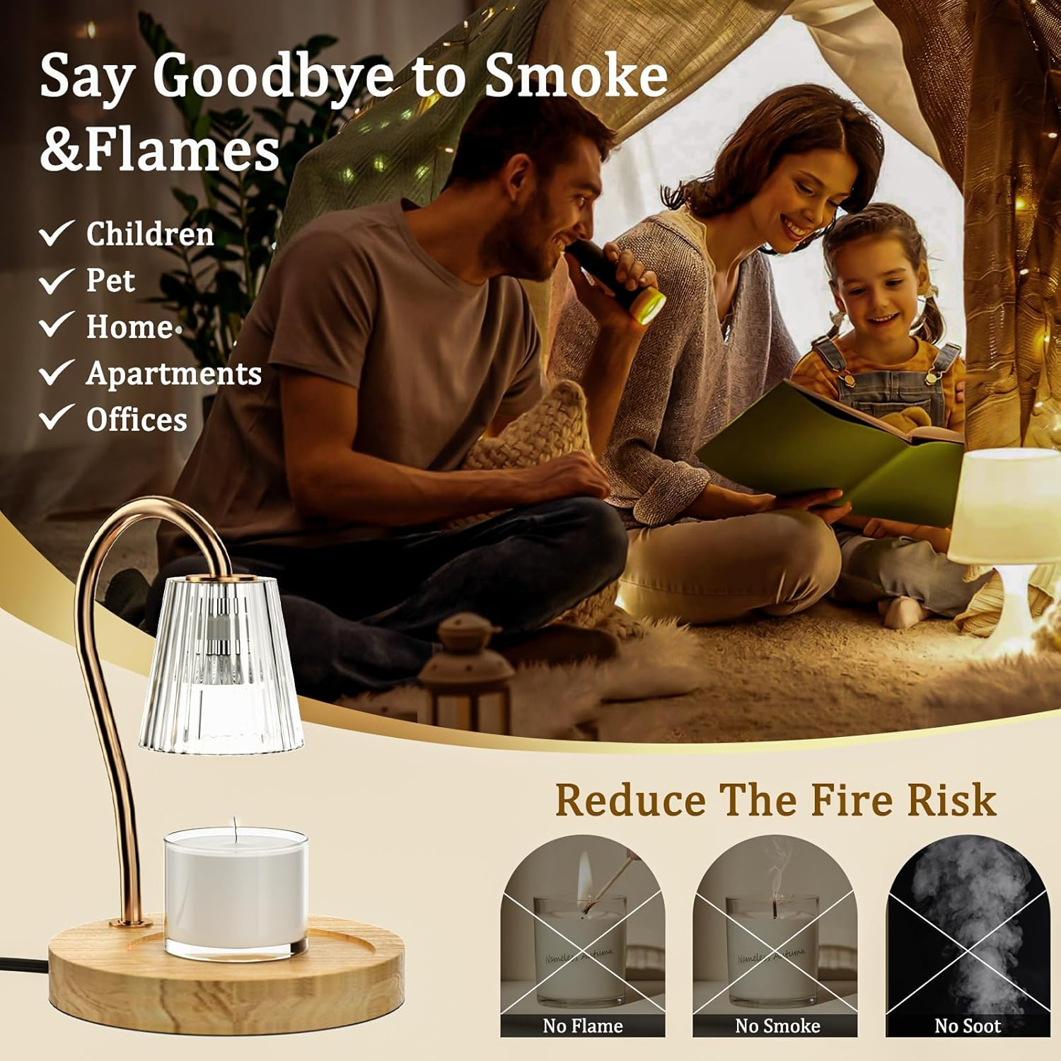 Candle Warmer Lamp, Electric Candle Lamp Warmer, Gifts for Mom, House Warming Gifts New Home Bedroom Decor Dimmable Wax Melt Warmer for Scented Wax with 2 Bulbs, Jar Candles image number 3