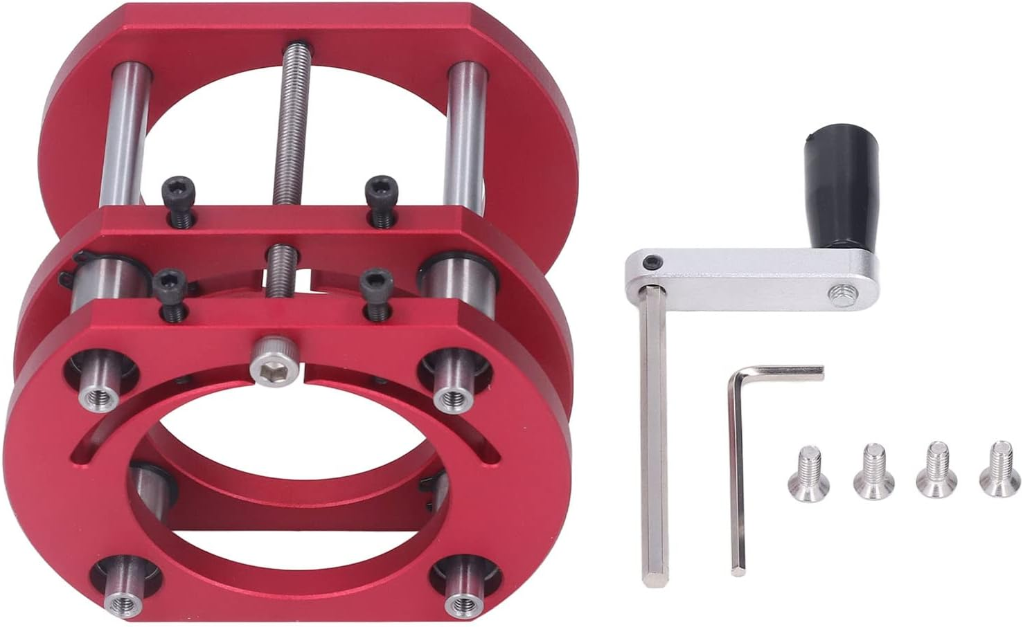 Router Lift Base, 4 Jaw Clamping Router Table Lift Base for 64-66Mm Diameter Motor, Metal Router Lift System Kit for Router Table Saw Insert Base Plate Lifting Height up to 20 Inch image number 1