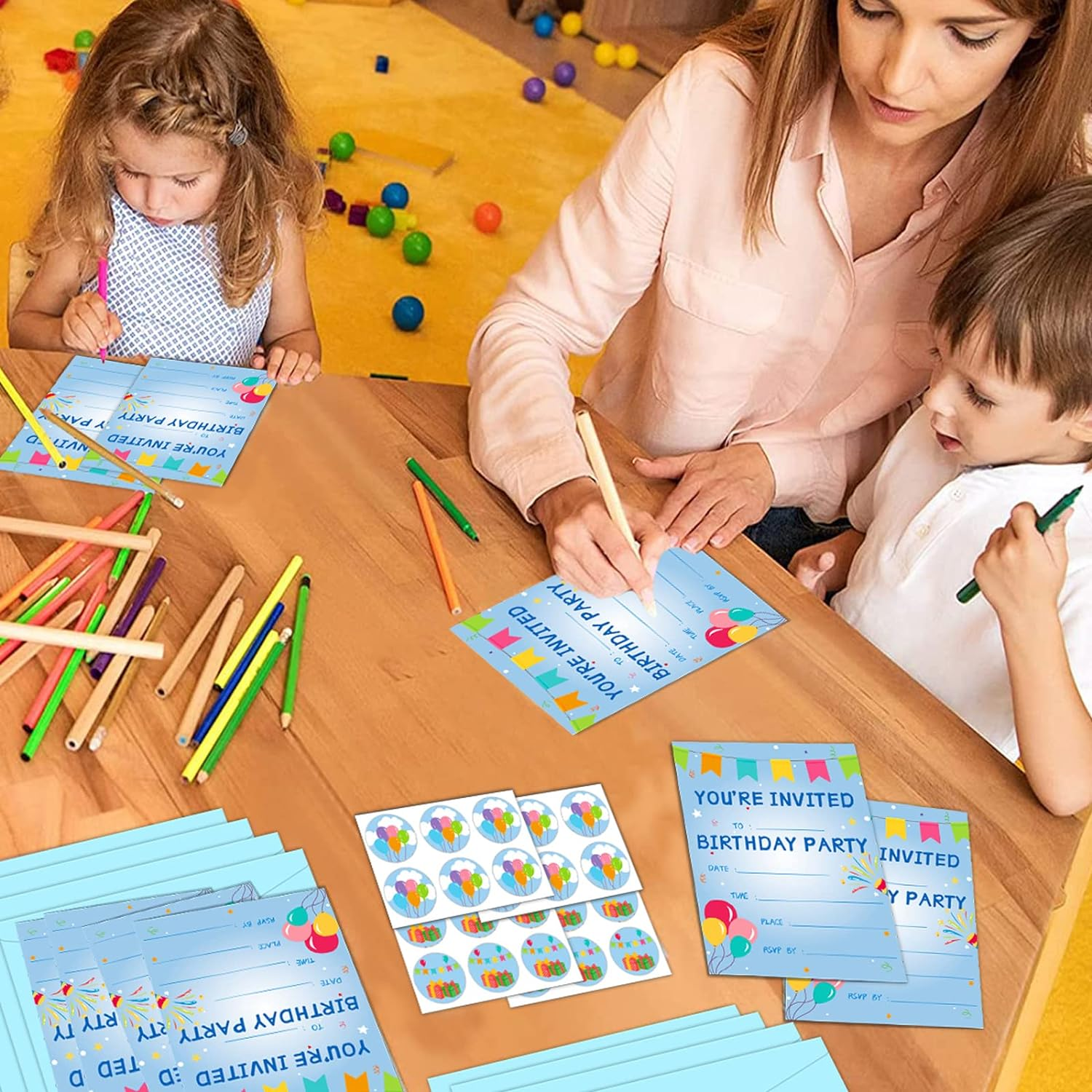 30 Pack Birthday Party Invitations Set Boys Girls Kids Invite Cards with Envelopes Printed Birthday Invitations Supplies with Sticker Labels Decorations for Surprise Party Baby Shower Boys Party image number 3