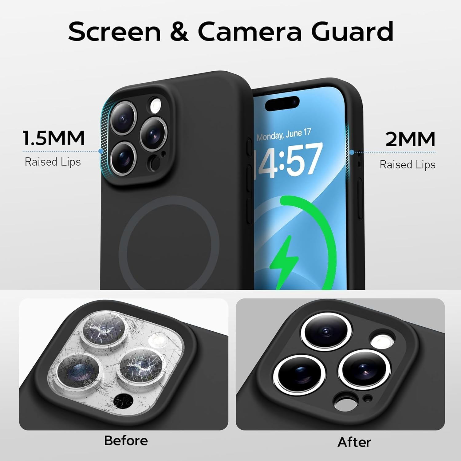 RUNGOS for Iphone 14 Pro Max Case Magsafe (Natural Liquid Silicone & Silky Touch) [Stable Magnet] [10Ft Mil-Grade Shockproof] Soft Microfiber Lining Cover for Iphone 14 Pro Max Magnetic Case 6.7'' image number 3