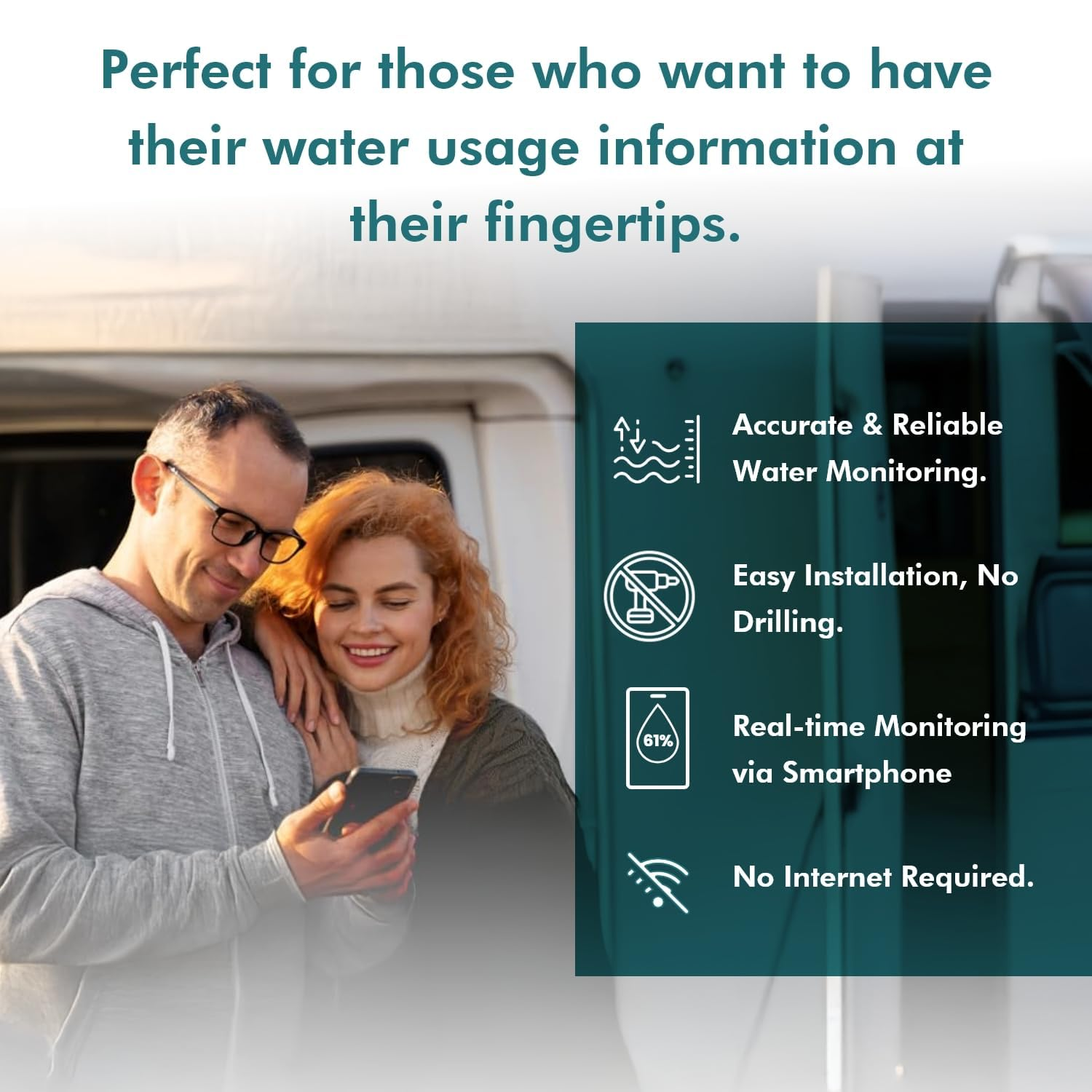 Topargee Bluetooth Water Tank Gauge - Real-Time RV, Caravan & Boat Accessory - Accurate RV Water Tank Level, Flow Monitoring (Litres/Gallons), Easy Setup, Tracks Usage, Memory Storage, App Integration image number 3