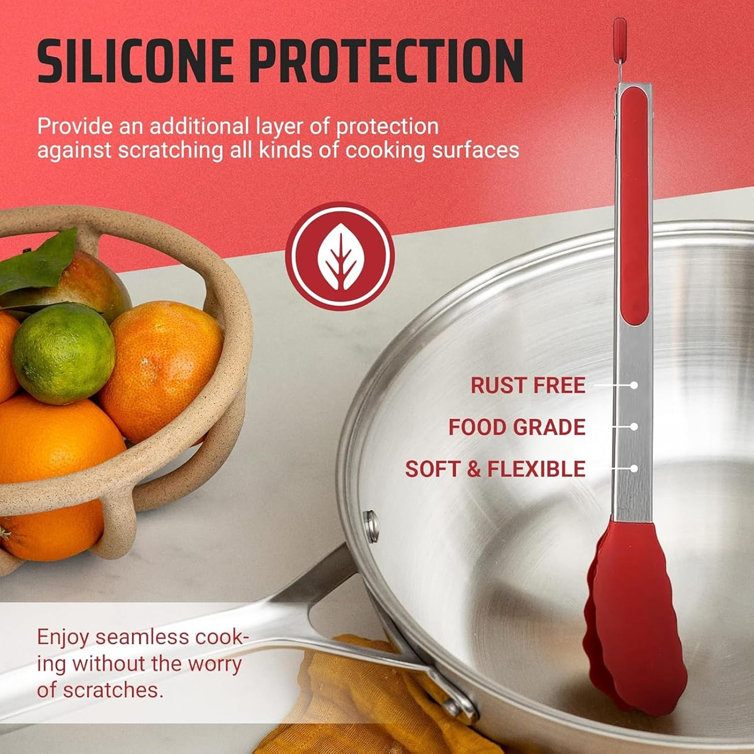 GHQHSQ Tongs for Cooking - Heat Resistant 600 Degrees Stainless Steel Kitchen Tong,Heavy Duty Metal Locking Tongs - Perfect for Food,Salad and BBQ Set of 4 (7",9" and 12") image number 4