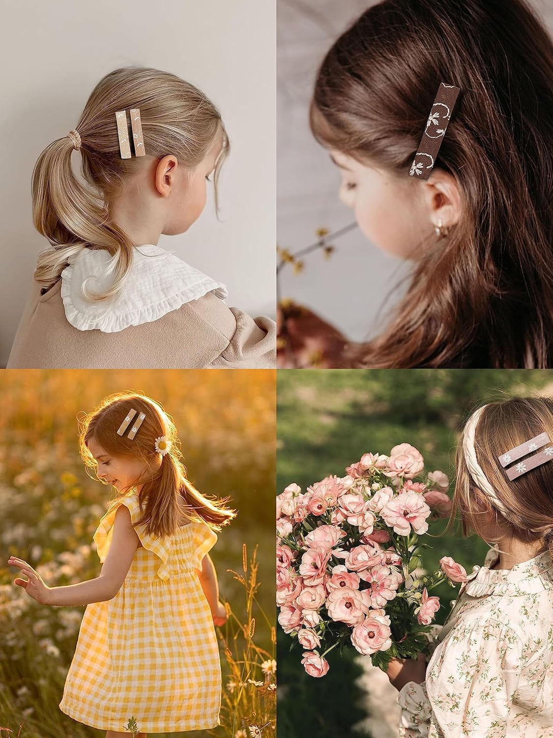 20Pcs Hair Clips for Women Girls Toddler Baby Bang,Fully Lined Alligator Barrettes with Linen Flower Embroidery,Handmade Hair Accessories for Kids Child Youth School Age Girls Thin Thick Hair - All Seasons image number 6