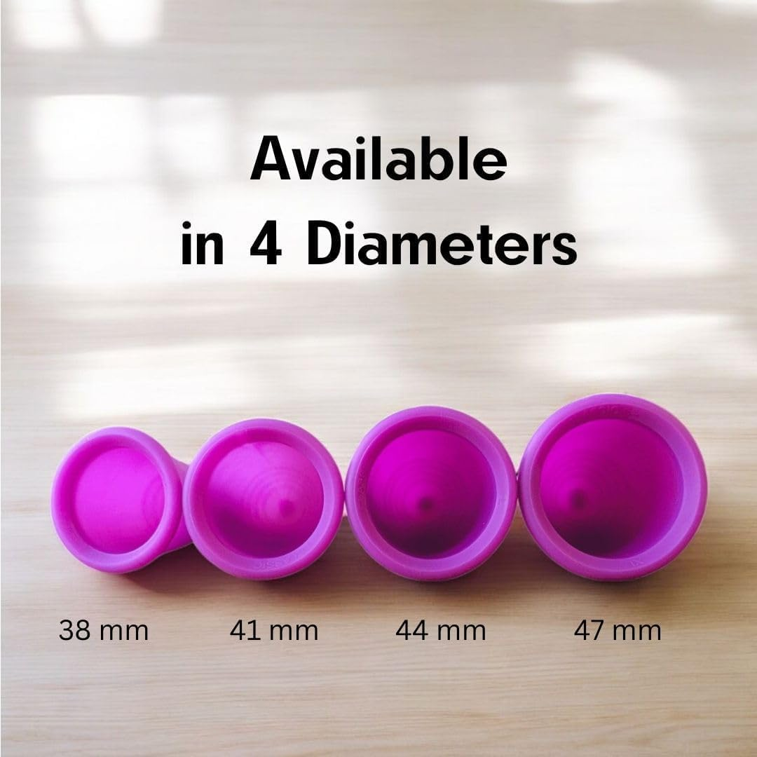 Most Customizable Menstrual Cup with Ring Handle | Meluna Me Luna | Comfortable Period Cup Reusable Cup | Tampon Pad Alternative for All Body Types | Classic - Blue - Large image number 2