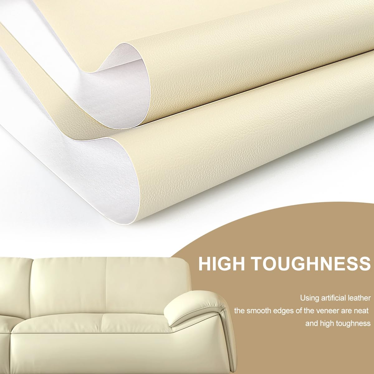 Leather PU Repair Patch for Couches, H HOME-MART 15.74 X 59Inch Reupholster Tape Patches Kit, Leather Patch Kit, Black PU Leather Repair Tape Self-Adhesive for Sofas,Couch Furniture (Milk White) image number 1