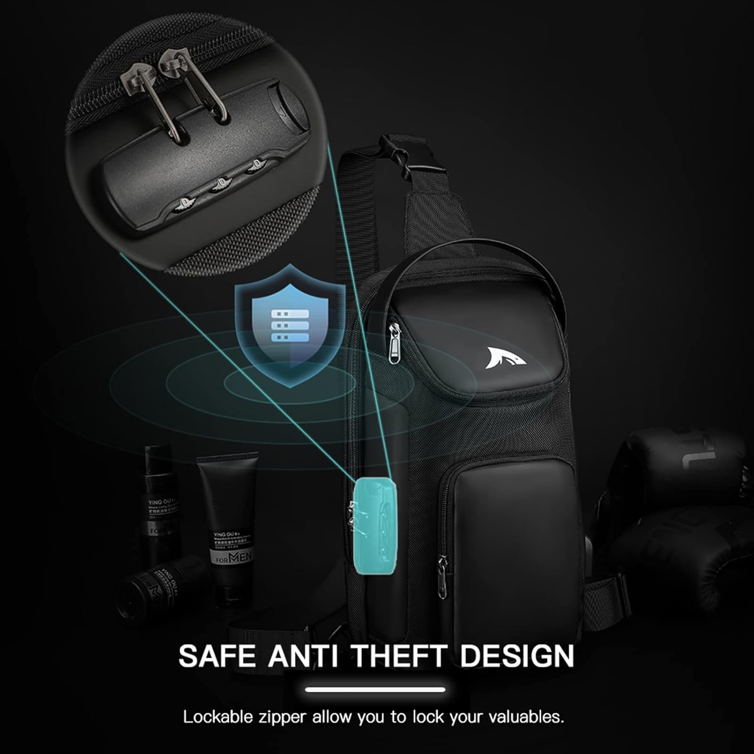 Anti-Theft Chest Bag USB Casual Shoulder Bag Sling Backpack BBZY image number 6