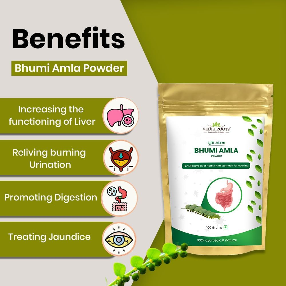 Vedikroots Bhumi Amla Powder/Churn - Organic and Pure Ingredient Extract for Healthy Liver Functioning and Digestive Strength | Enriched with Essential Nutrients image number 5