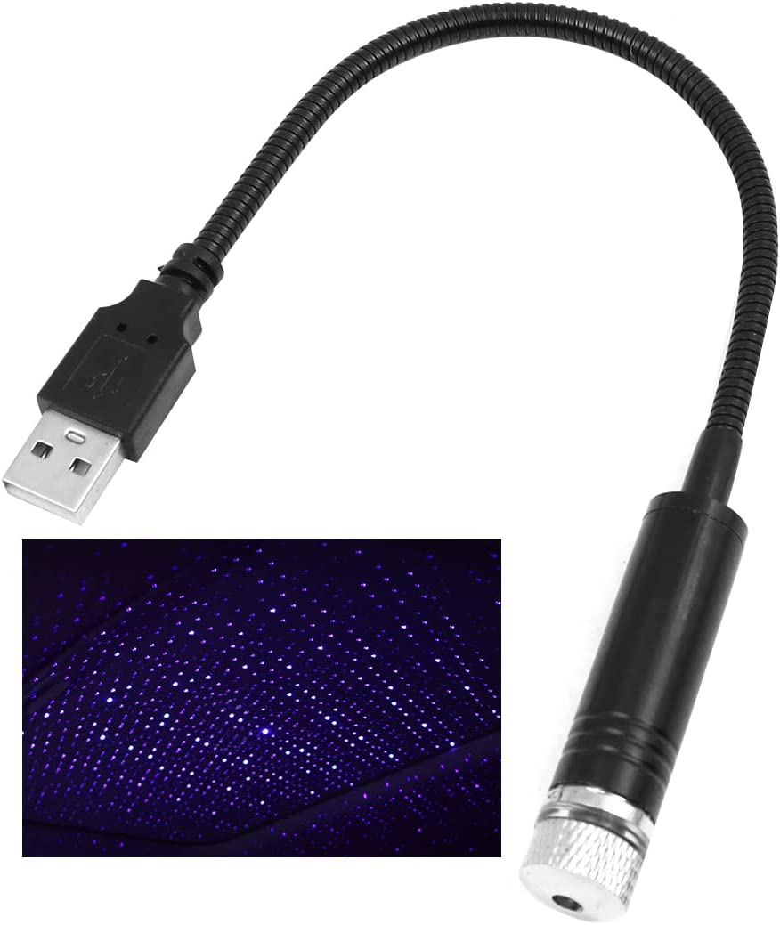 Set of 2 NUZAMAS Violet Blue Star Projector Night Light USB Car Roof Lights, Romantic Interior Car Lights Plug and Party Play AUTO Vehicle Truck RV Boat Caravans Lights Kit TV Home Decoratio image number 3