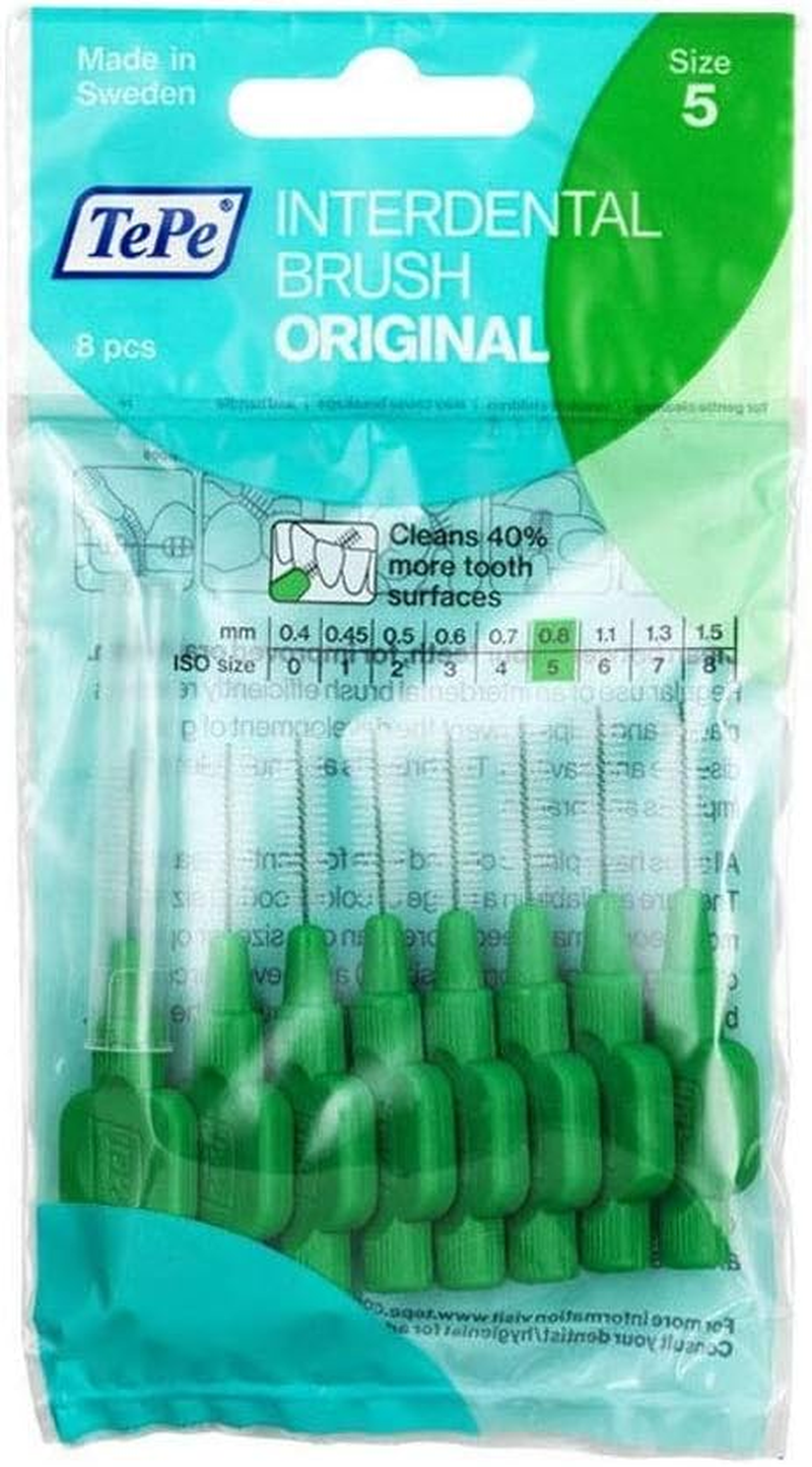 Tepe Interdental Brushes 0.8Mm Green - 3 Packets of 8 (24 Brushes)