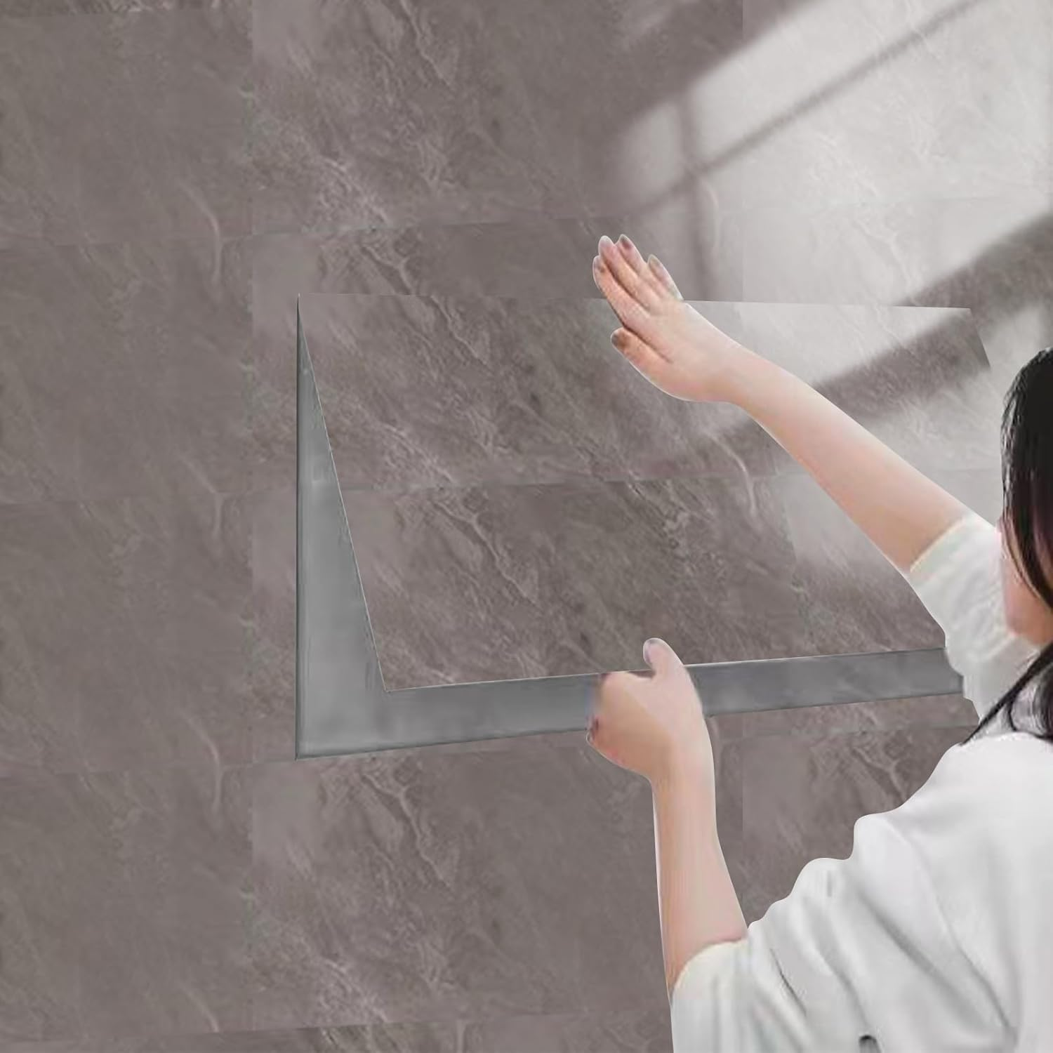 Faux Marble Tile Stickers, 10PCS 30 * 60/40 * 80Cm Modern Self-Adhesive Kitchen Backsplash, Waterproof Decorative Wall Tiles for Bathroom (#9, 30 * 60Cm)