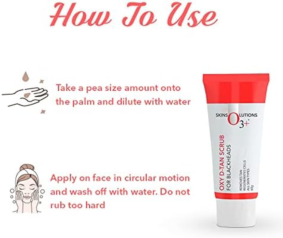 O3+ Oxy D-Tan Scrub for Blackheads & Tan Removal Face Scrub for Glowing Skin | anti Acne, Blackhead Remover image number 3