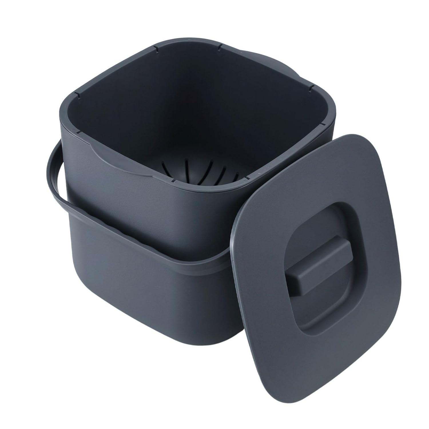 7L Kitchen Compost Bin Plastic Rubbish Waste Bin Countertop Dustbin Trash Can with Detachable Inner Bucket Dark Grey image number 6