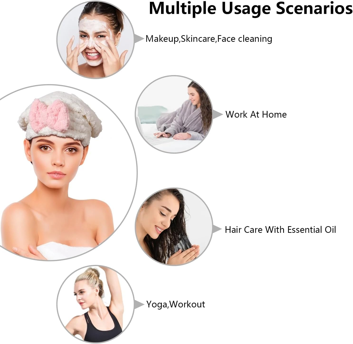 Soft Absorbent Quick Drying Microfiber Hair Towel Wrap, 2Pcs Fast Drying Hair Turban Wrap Towels Shower Cap, Quick Dry Hair Towel Wrap Cap, Fast Coral Velvet Hair Drying Towel image number 5