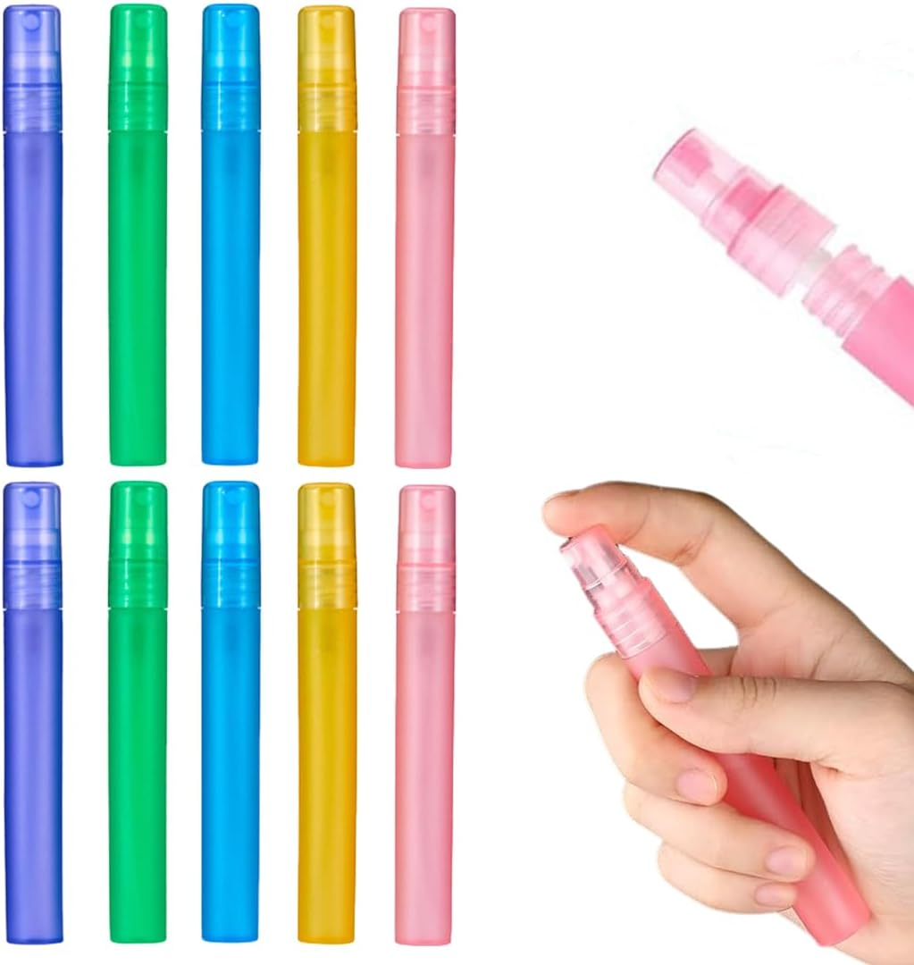 XUZOPIM Pack of 10 Perfume Travel Bottle, Portable Perfume Refillable 10 Ml Spray Bottle Mini Plastic Perfume Atomiser Empty Travel Bottle Perfume Sample Bottles for Travel Going Out image number 5