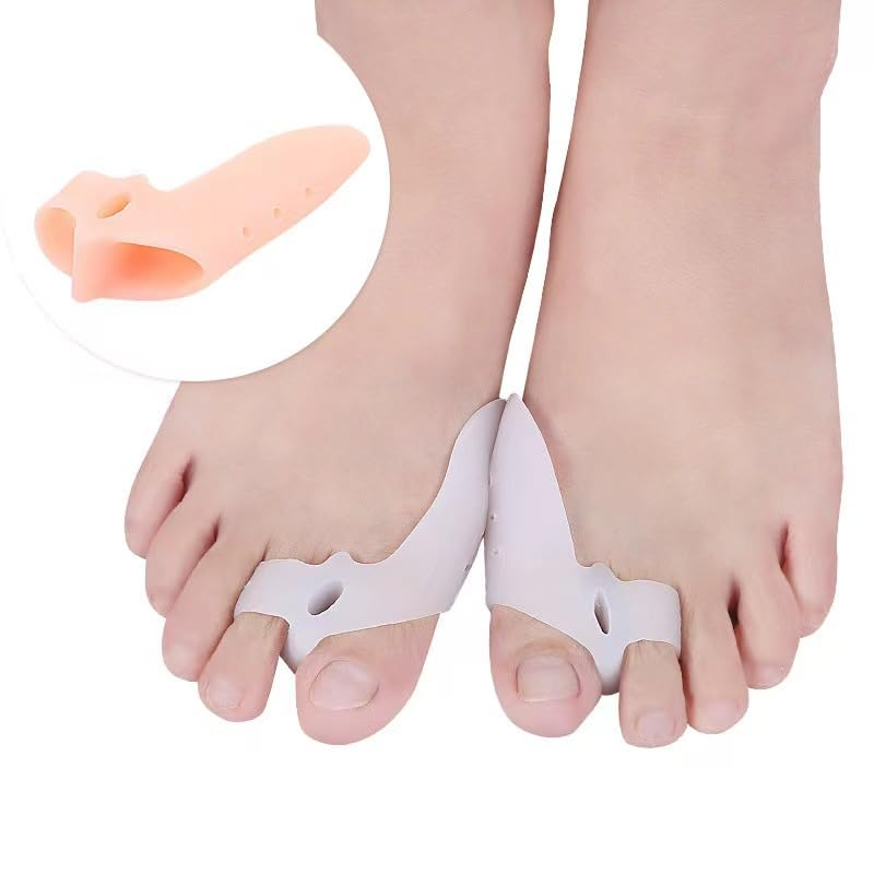 1Pair Toe Separator to Align Big Toe - Bunion Protector with Toe Straightener -Avoid Shoe Friction - Toe Orthopedic Bunion Corrector Spacer Foot Care (White, One Size) image number 4