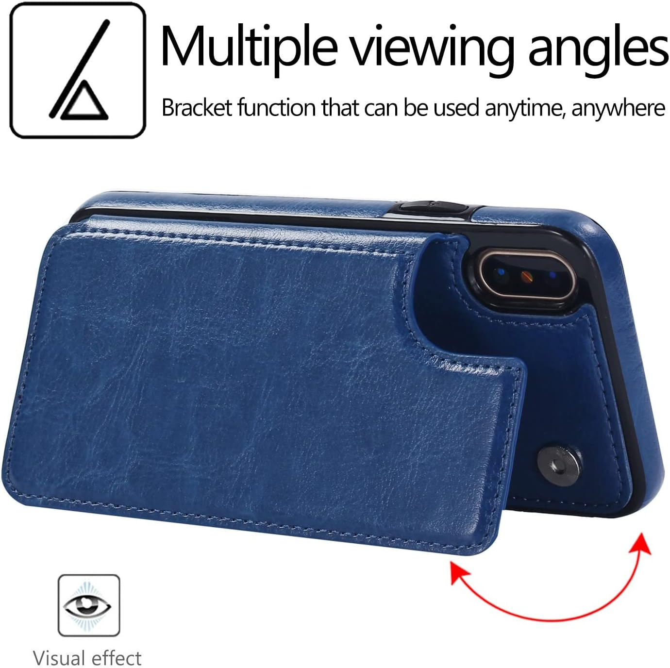 Wallet Case for Iphone 7/8,For Iphone SE 2020/SE 5G 3Rd Gen Case[Double Magnetic Clasp Durable Shockproof Cover] with Card Holders PU Leather Kickstand Card Slots-Blue image number 7