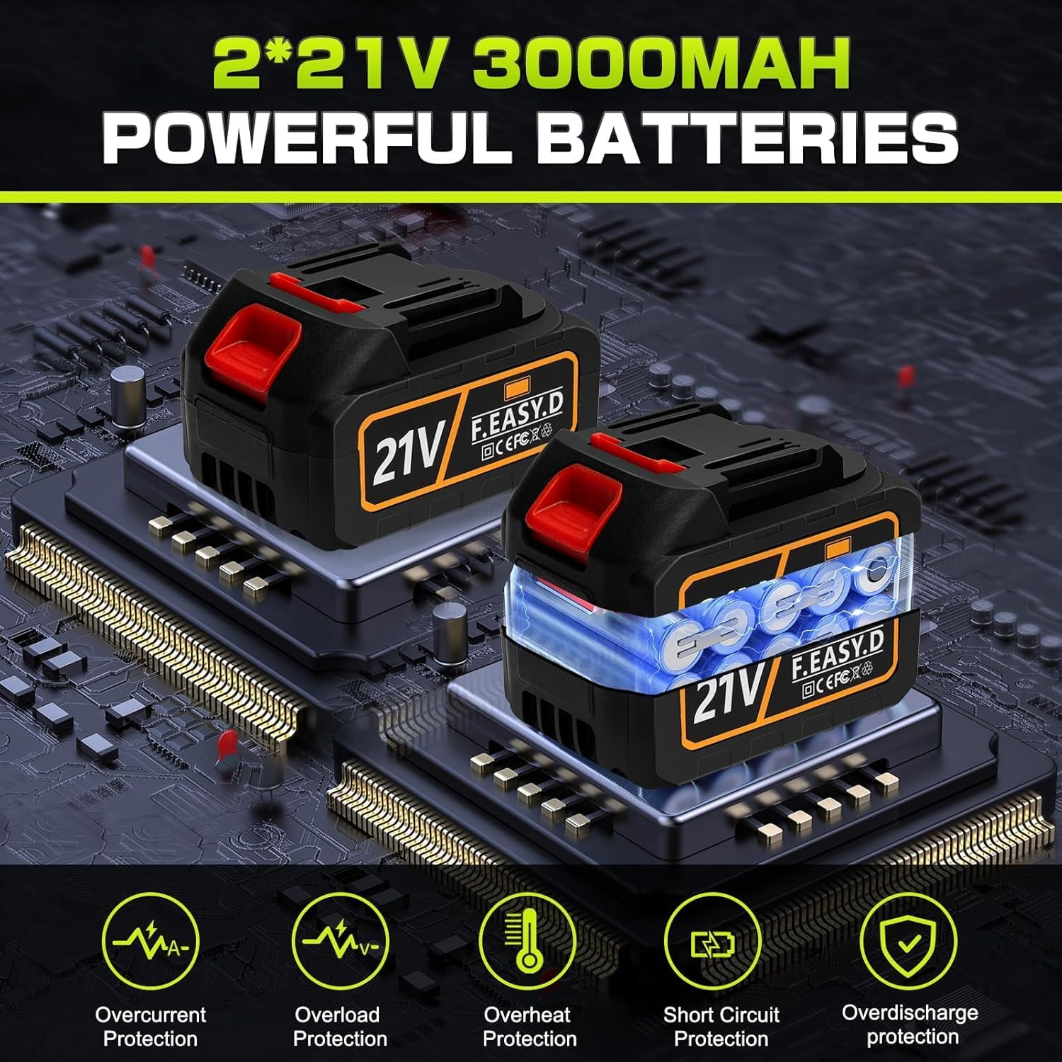 Leaf Blower Cordless, 24V Powerful Electric Leaf Blower with 2 Batteries and Charger, Variable Speed up to 150MPH, Foldable Design for Lawn Care, Patio, Yard, Sidewalk Cleaning image number 3