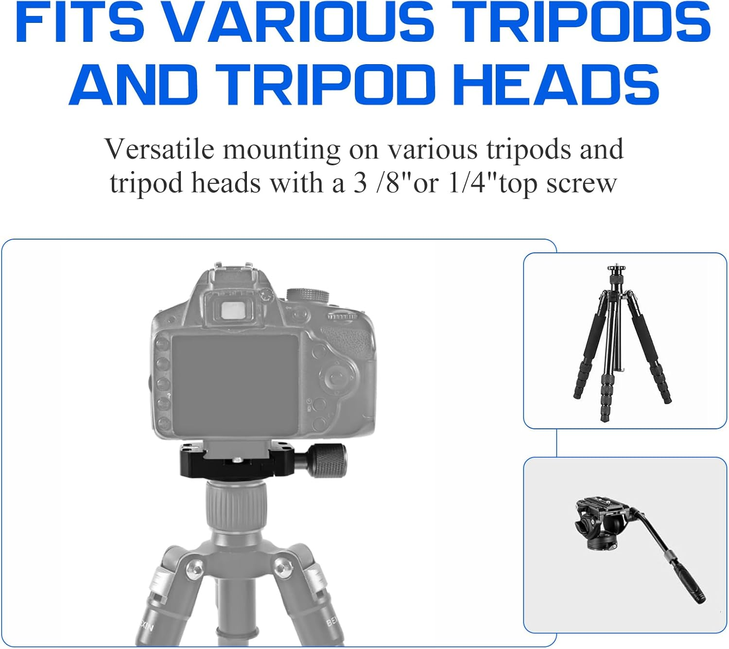 Powerful 70Mm Quick Release Clamp, Professional Replace Adapter Plate for Arca Swiss Camera Tripod and for Manfrotto Rc2 Standard Tripod Ballhead image number 3