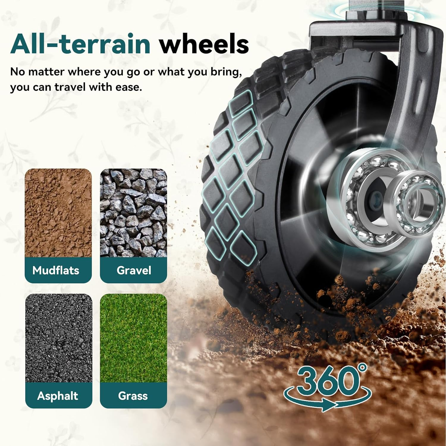 Collapsible Folding Wagon, Outdoor Utility Wagon, Adjustable Beach Wagon Cart with All-Terrain Big Wheels, Portable Grocery Wagon for Outdoor, Camping, Sports, Beach & Shopping image number 2