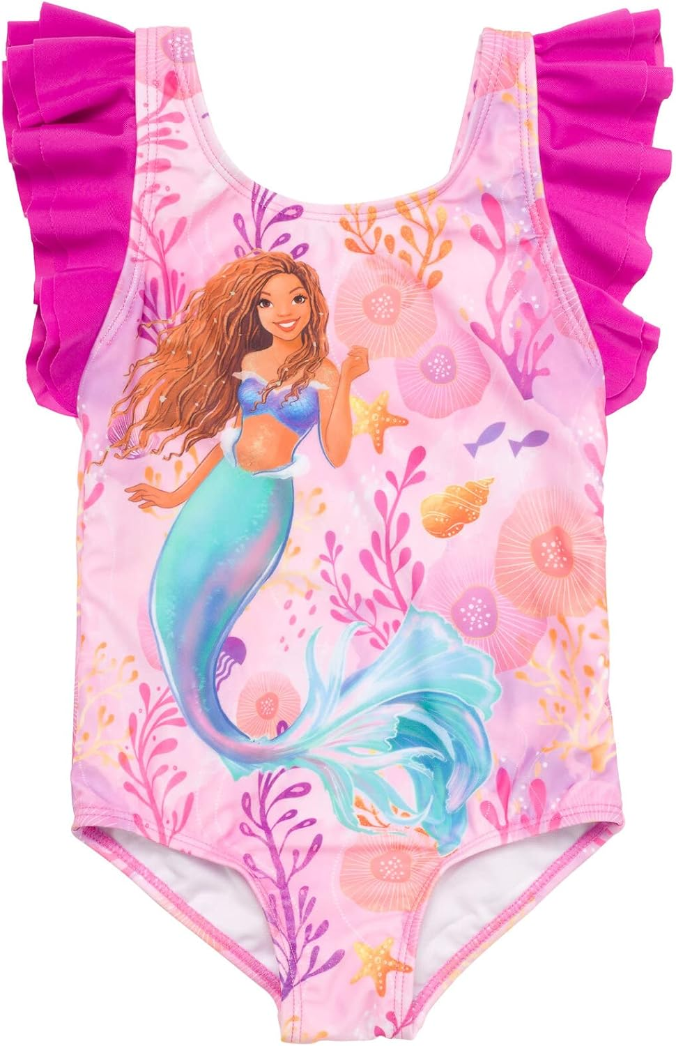 Disney Little Mermaid Ariel Girls One Piece Bathing Suit Toddler to Big Kid