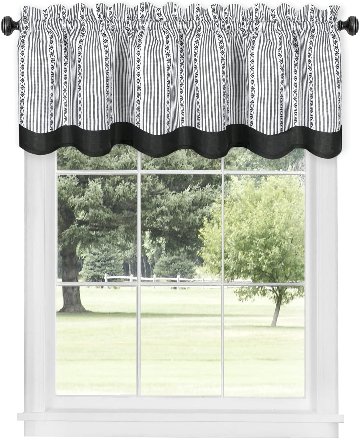 Achim Home Furnishings Westport Tier and Valance Set 58 X 36/58 X 14 - Black/White image number 3