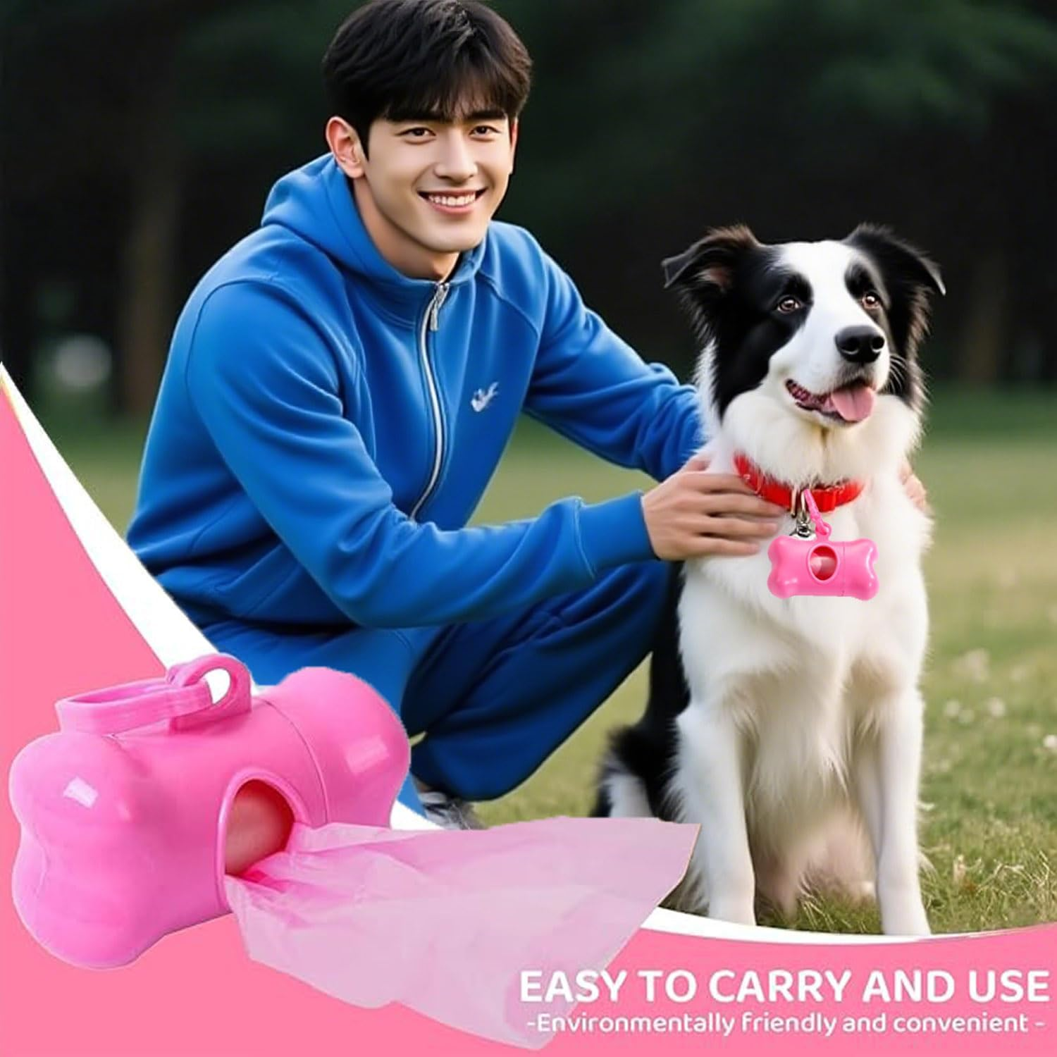 Amaezorx 1 Pcs Dog Waste Bag Dispenser with Carabiner Clip - Leak-Proof Poop Bag Holder for Dog Leashes, Portable Pet Waste Disposal Accessories Includes 1 Roll (Pink) image number 4