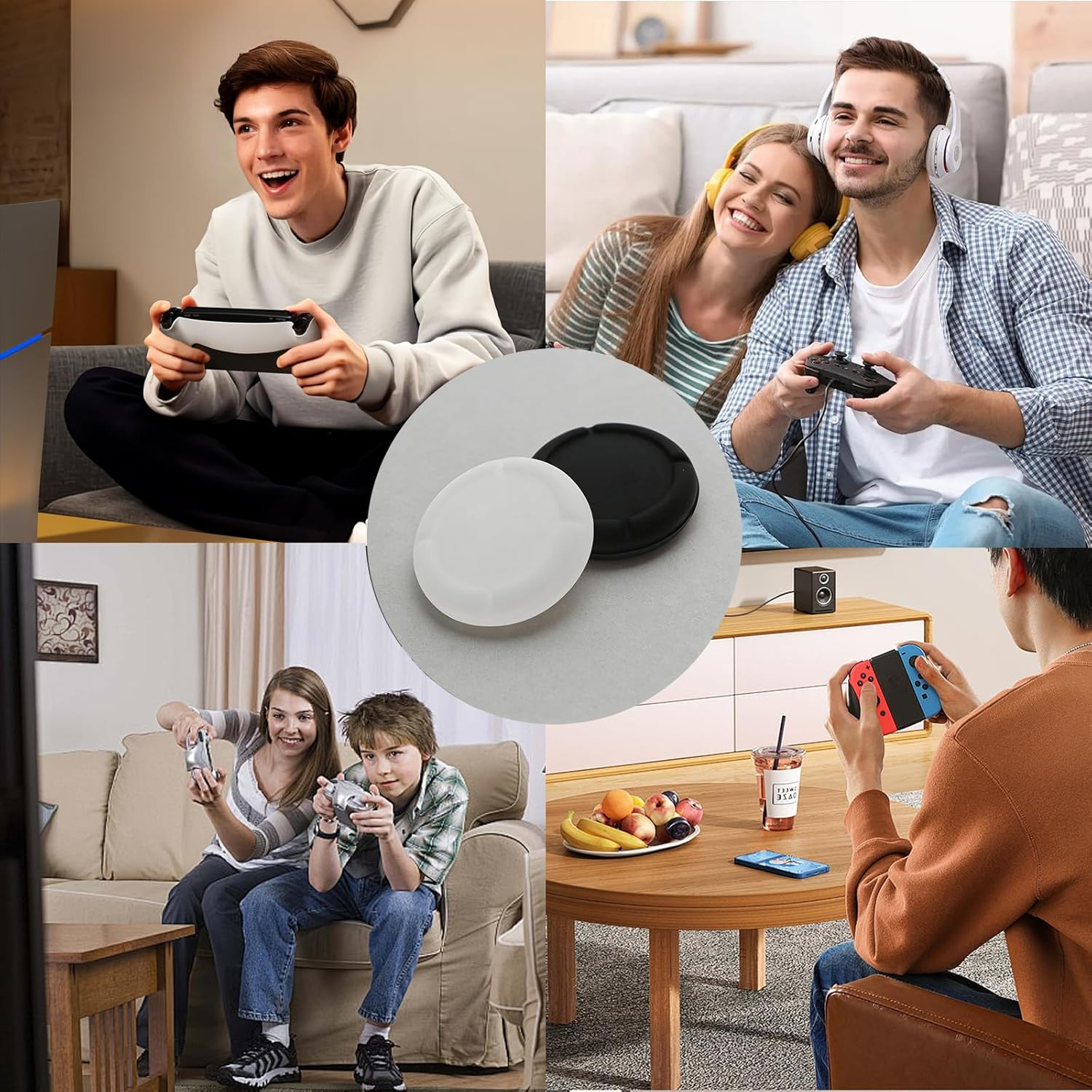 JANGJANG 4PCS Replacement Thumb Caps, Comfort Soft Silicone Analog Thumb Joystick Grips, Compatible with Switch and Switch Lite Joy-Con Controller, Anti-Slip Design