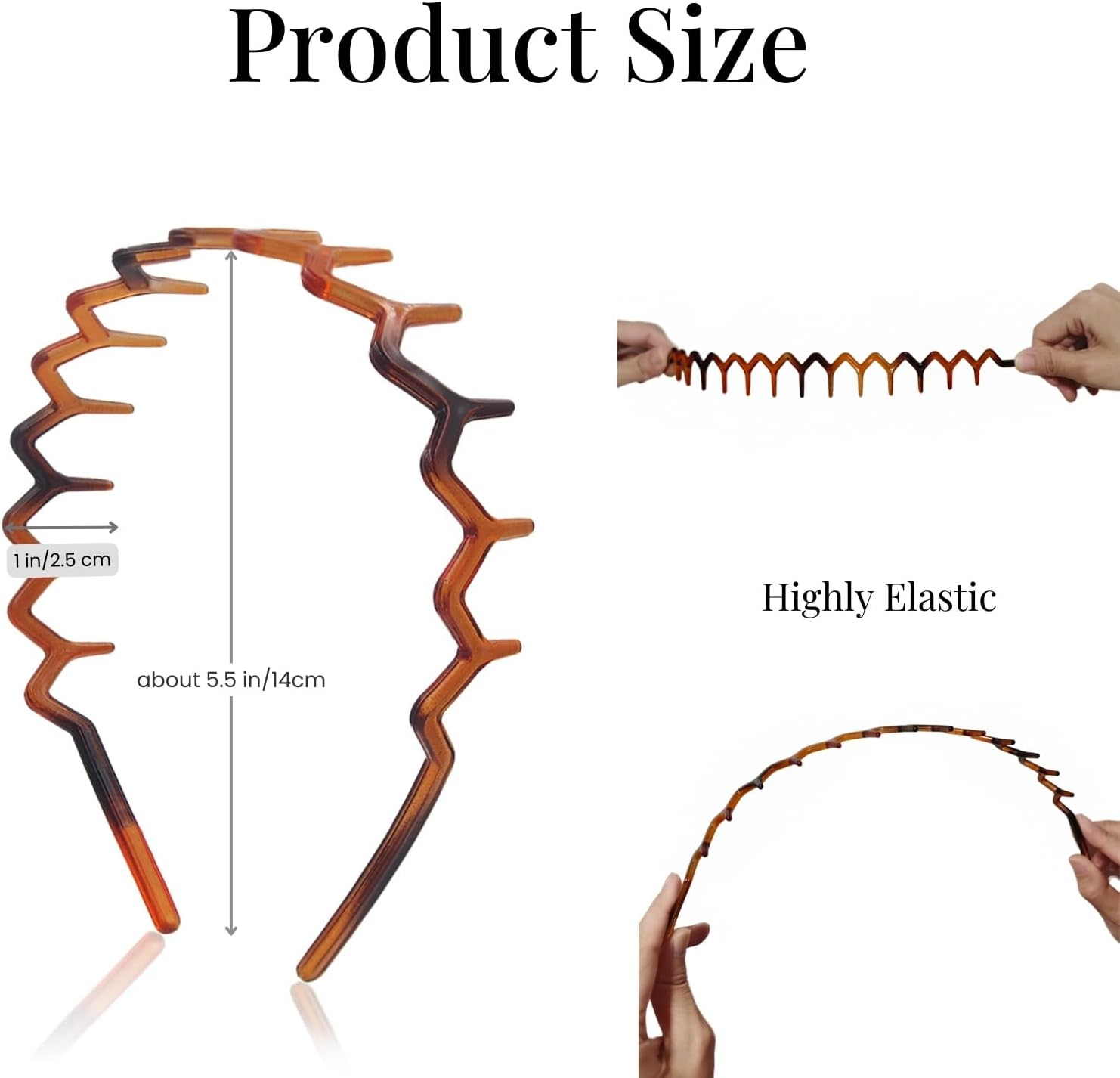 Dresyu Zig Zag Headbands for Women Men Non-Slip Plastic Hairbands Shark Teeth Hair Comb Wavy Headband Hair Hoop for Workout Washaing Face image number 4