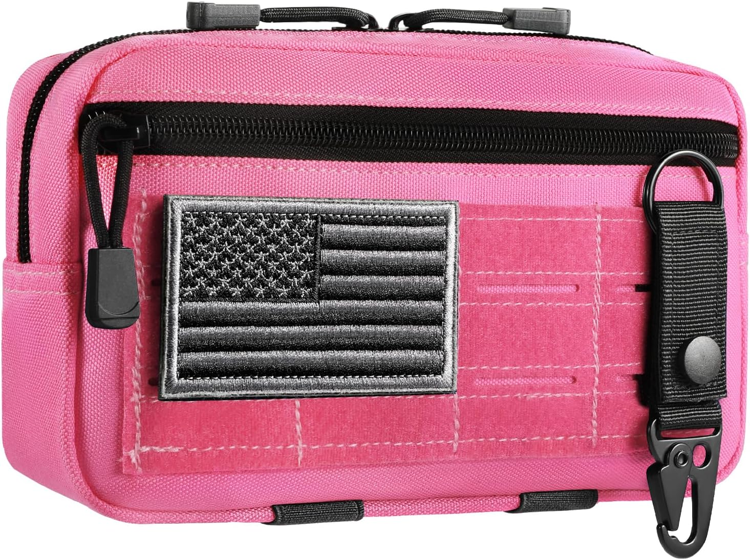 Tactical Molle Admin Pouch Utility Laser Cut EDC Tool Pouch Bag Horizontal Modular Pouches Include US Flag Patch and Keychain