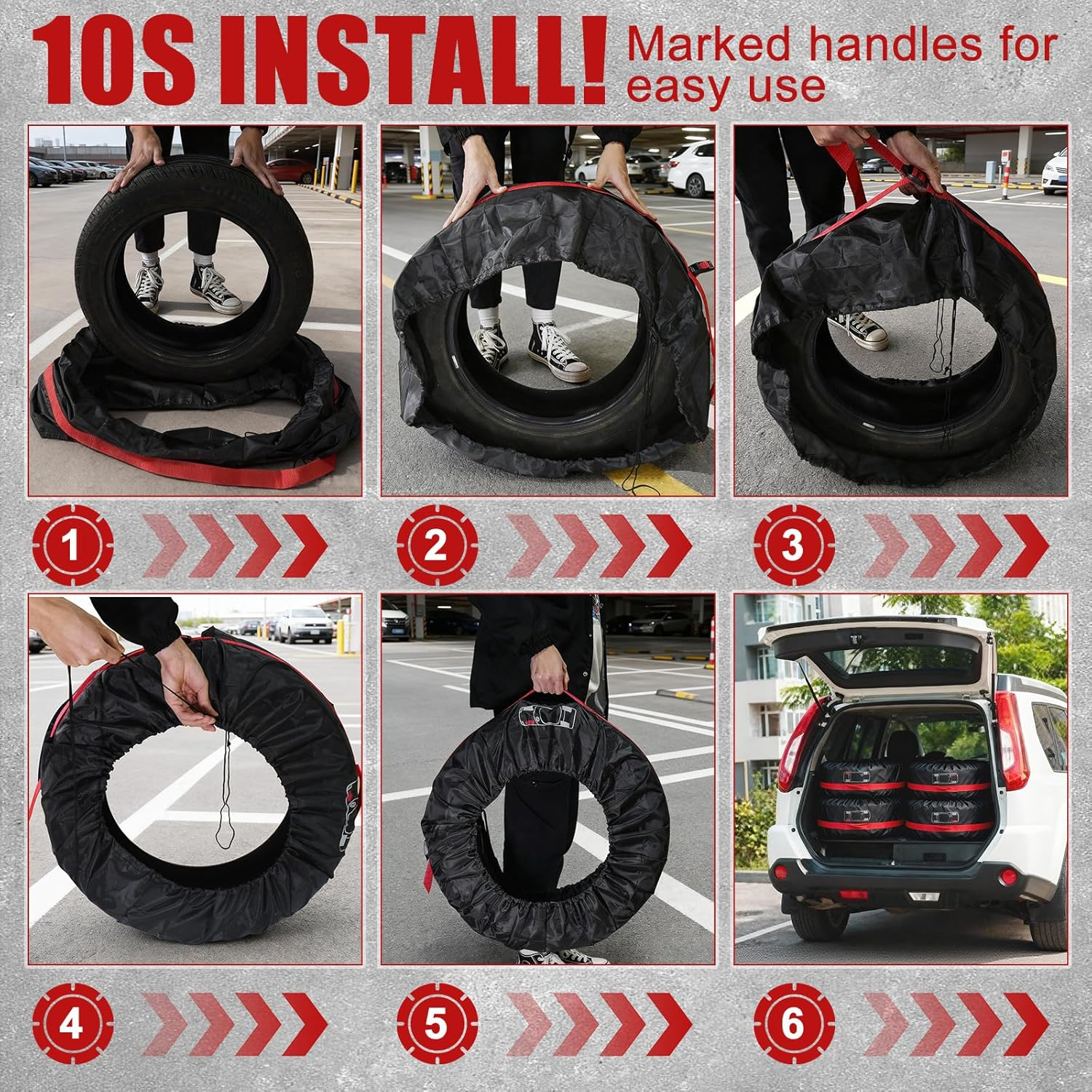 Avutrel Tyre Bags, Set of 4, 19-23 Inch Universal Wheel Cover, Rim Protection, Waterproof, Dustproof, Tyre Storage, Motorhome, for Cars Such as Large Suvs image number 5