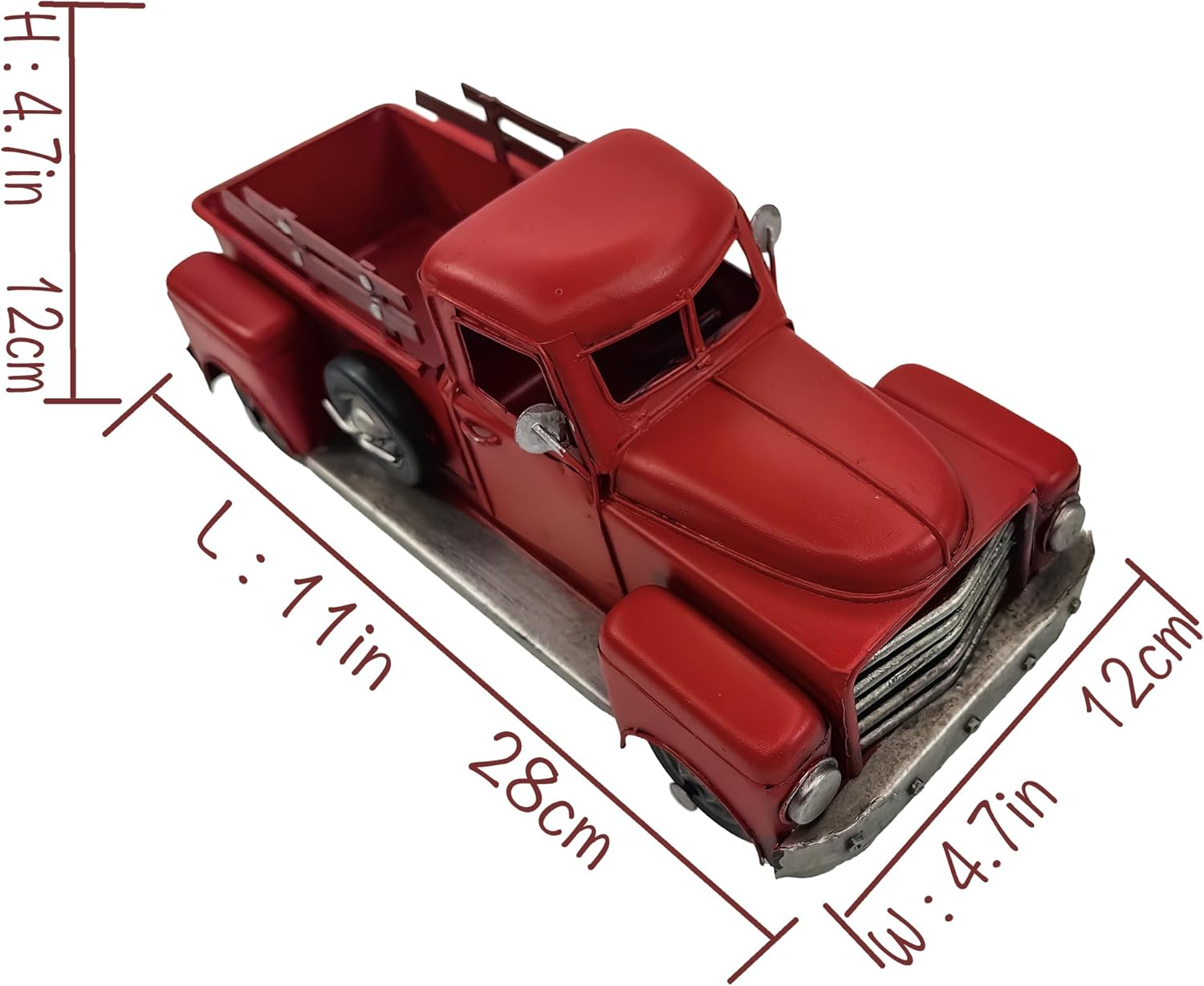 Ychtewy-Iron Classic Red Truck Pick-Up Model Collectible Vehicle Decoration, Metal Truck Christmas Decor ，Unique Blend of Vintage, Rustic, Farmhouse Truck Decor for Table Top Decor. (A)&hellip; image number 5