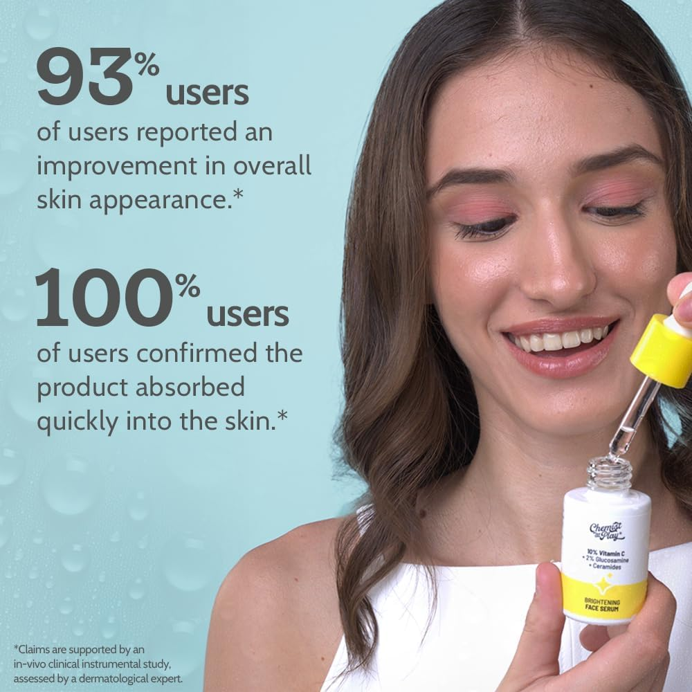 Chemist at Play 10% Vitamin C Face Serum | Brightens & Gives Glow | Fades Dark Spots | Treats Hyperpigmentation | Balances Melanin Production | Ethyl Ascorbic Acid & Glucosamine | for Oily image number 2