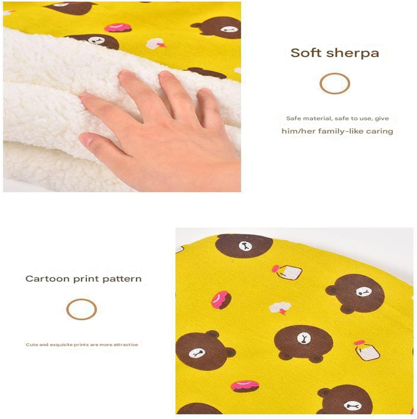 Roczential Cozy Warm Sleeping Bag for Cats, Cozy Cat Winter Sleeping Bag, 360-Degree Wrap Self-Warming Plush Puppy Sleeping Nest (Yellow) - Blue image number 4