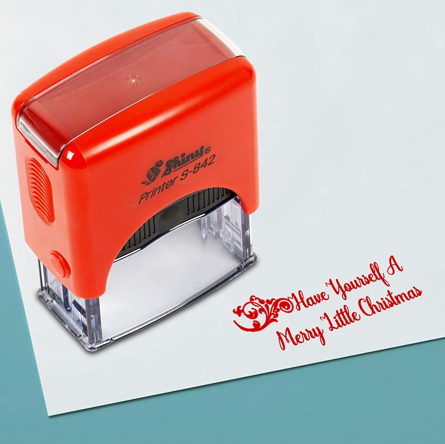 Printtoo Have Yourself a Merry Little Christmas Self Inking Rubber Stamp Pre,Inked Office Stamp, Home Office Business Stationery, 38 X 14 Mm, Red image number 1