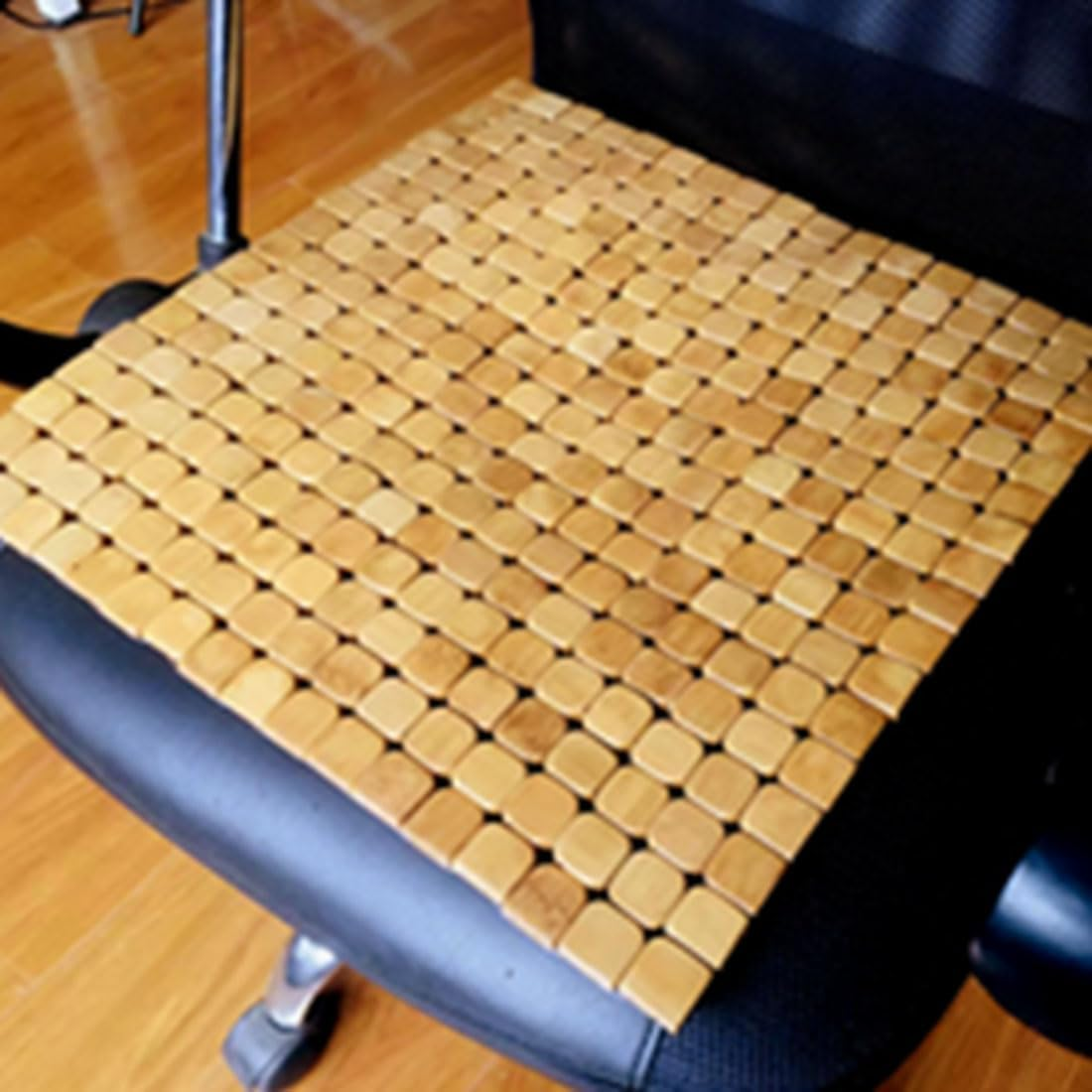 QUHUOYAO Bamboo Cushion, Cool and Breathable Sofa Cushion, Bamboo Seat Cushions Summer Chair Cushion Car Seat Pad, Natural Wood Beaded Seat Cover Pad Mat Comfy Cool Summer Massage Seat 41X41CM image number 2