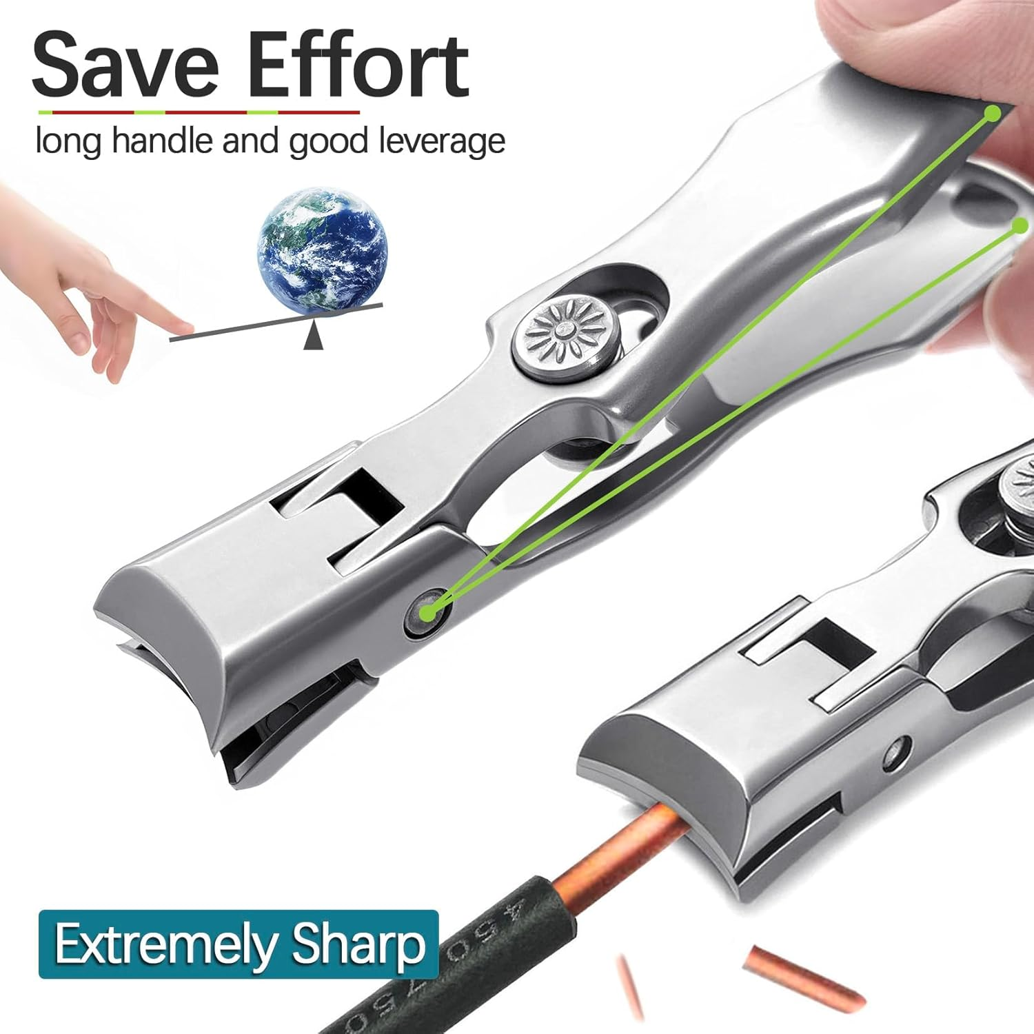 Vervesourced Professional Nail Clippers Kit with Toenail Clippers, Curved and Slanted Nail Clippers Set for Men Toenail Clippers for Seniors Thick Toenails Large Wide Jaw Opening Ultra Sharp image number 6