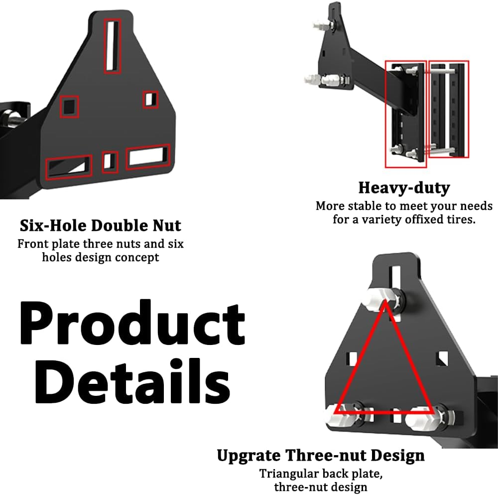 Heavy-Duty Trailer Spare Tire Carrier Mount,Universal Fit 4/5/6/8 Lug Wheels,Up to 160 Lbs Capacity,For Utility Boat RV Trailers,4"-6.5" Bolt Patterns image number 4