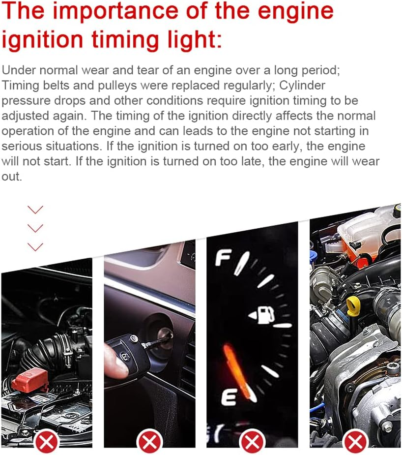 Ignition Timing Instrument, Eacam Car Motorcycle Engine Repairing Ignition Timing Machine, 12.0V Timing Inspection Light Quick Detection Tester Universal for 2-Stroke 4-Stroke Petrol Car image number 2