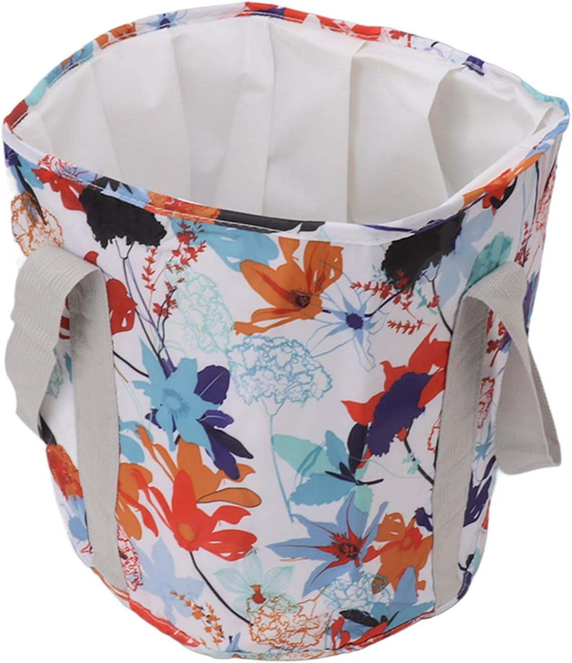 Portable Foot Bath Bucket, PVC Collapsible Foot Bath Basin for Travel (White Maple Leaf)